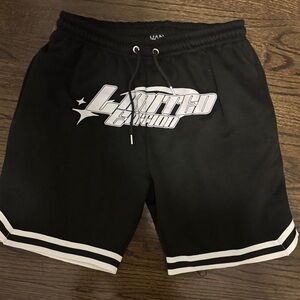 MAN Black Athletic Shorts with White Accents